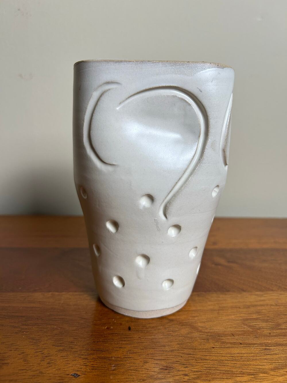 Handcrafted Studio Pottery Vase White Matte MCM Ceramic Signed Vase
